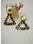 Gold Plaka Ucunda Leopar Küpe 1