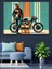Motosikletli Retro Adam Dekoratif Kanvas - Mdf Ahşap Tablo 2