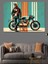 Motosikletli Retro Adam Dekoratif Kanvas - Mdf Ahşap Tablo 3