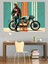 Motosikletli Retro Adam Dekoratif Kanvas - Mdf Ahşap Tablo 4
