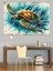 Renkli Deniz Kaplumbağası Dekoratif Kanvas - Mdf Ahşap Tablo 3