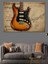 Retro Elektro Gitar Dekoratif Kanvas - Mdf Ahşap Tablo 1