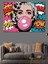 Pop Art Balonlu Kadın Dekoratif Kanvas - Mdf Ahşap Tablo 2