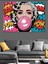 Pop Art Balonlu Kadın Dekoratif Kanvas - Mdf Ahşap Tablo 4
