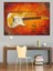 Eskitme Elektrik Gitar Çizimi Dekoratif Kanvas - Mdf Ahşap Tablo 4