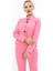 Oval Dik Yaka Kısa Ceket-Pembe 1