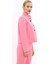 Oval Dik Yaka Kısa Ceket-Pembe 5