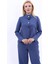 Oval Dik Yaka Kısa Ceket-Indigo 1