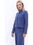 Oval Dik Yaka Kısa Ceket-Indigo 3