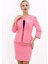 Sıfır Yaka Düz Kısa Ceket-Pembe 1