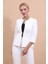 Sıfır Yaka Düz Kısa Ceket-Beyaz 1
