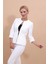 Sıfır Yaka Düz Kısa Ceket-Beyaz 4