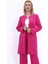 Sıfır Yaka Düz Uzun Ceket-Fuşya 1