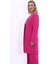 Sıfır Yaka Düz Uzun Ceket-Fuşya 3