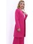Sıfır Yaka Düz Uzun Ceket-Fuşya 5