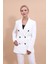 Erkek Yaka Kuruvaze Blazer Ceket-Beyaz 2