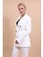 Erkek Yaka Kuruvaze Blazer Ceket-Beyaz 5