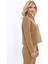 Oval Dik Yaka Kısa Ceket-Camel 5