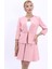 Sıfır Yaka Düz Kısa Ceket-Pudra 2