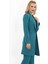 Şal Yaka Cepli Uzun Ceket-Petrol 4