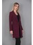 Şal Yaka Cepli Uzun Ceket-Mürdüm 4