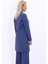 Şal Yaka Uzun Ceket-Indigo 4