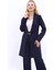 Şal Yaka Cepli Uzun Ceket-Lacivert 3