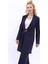 Şal Yaka Cepli Uzun Ceket-Lacivert 5