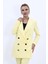 Erkek Yaka Kuruvaze Uzun Ceket-Sarı 1
