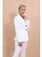 Erkek Yaka Önleri Pileli Ceket-Beyaz 5