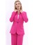 Kendinden Dik Yakalı Ceket-Fuşya 2