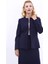 Oval Yaka Yandan Kuplu Klasik Ceket-Lacivert 5