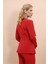 V Yaka Boydan Kuplu Kılasik Ceket-Kırmızı 4