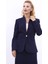 Kendinden Dik Yakalı Ceket-Lacivert 2
