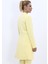 Kendinden Dik Yakalı Tek Düğmeli Uzun Ceket-Sarı 3