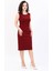 Kokteyl Sıfır Kol Elbise-Bordo 3