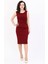 Kokteyl Sıfır Kol Elbise-Bordo 4