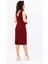 Kokteyl Sıfır Kol Elbise-Bordo 5