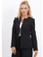 Oval Yaka Yandan Kuplu Klasik Ceket-Siyah 1