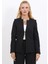 Oval Yaka Yandan Kuplu Klasik Ceket-Siyah 2