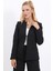 Oval Yaka Yandan Kuplu Klasik Ceket-Siyah 3