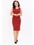 Kokteyl Sıfır Kol Elbise-Kırmızı 1