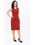 Kokteyl Sıfır Kol Elbise-Kırmızı 5