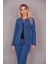 Oval Yaka Yandan Kuplu Klasik Ceket-Indigo 1