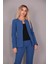 Oval Yaka Yandan Kuplu Klasik Ceket-Indigo 2
