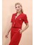 V Yaka Kısa Ceket-Kırmızı 1