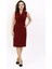 Erkek Yaka Yandan Fermuarlı Elbise-Bordo 1