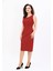 Kokteyl Sıfır Kol Elbise-Kırmızı 4