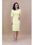 Kokteyl Kısa Kol Elbise-Sarı 4