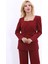 Kare Yaka Ceket-Bordo 1